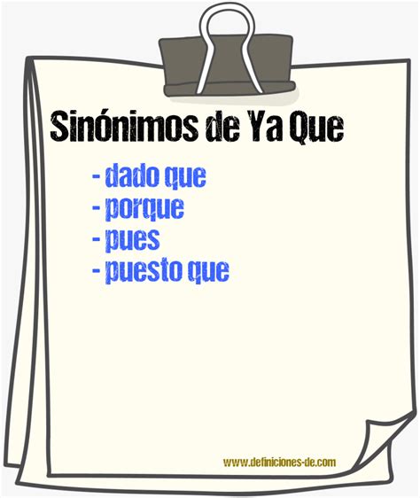 sinonimo de que|sinonimo ya que.